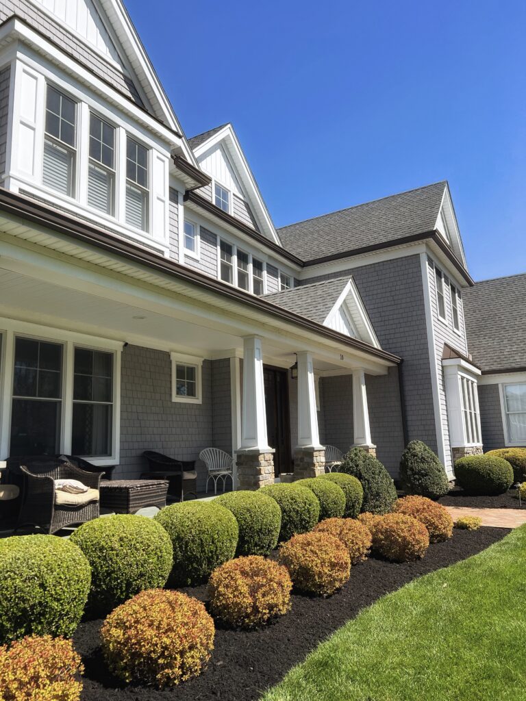 New plant installation with ornamental shrubs and landscape edging